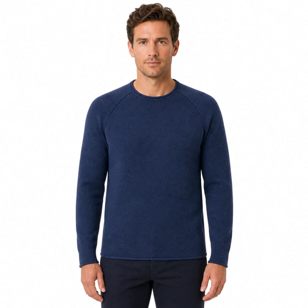 Men's Royal Blue Merino Wool Crew Neck Sweater