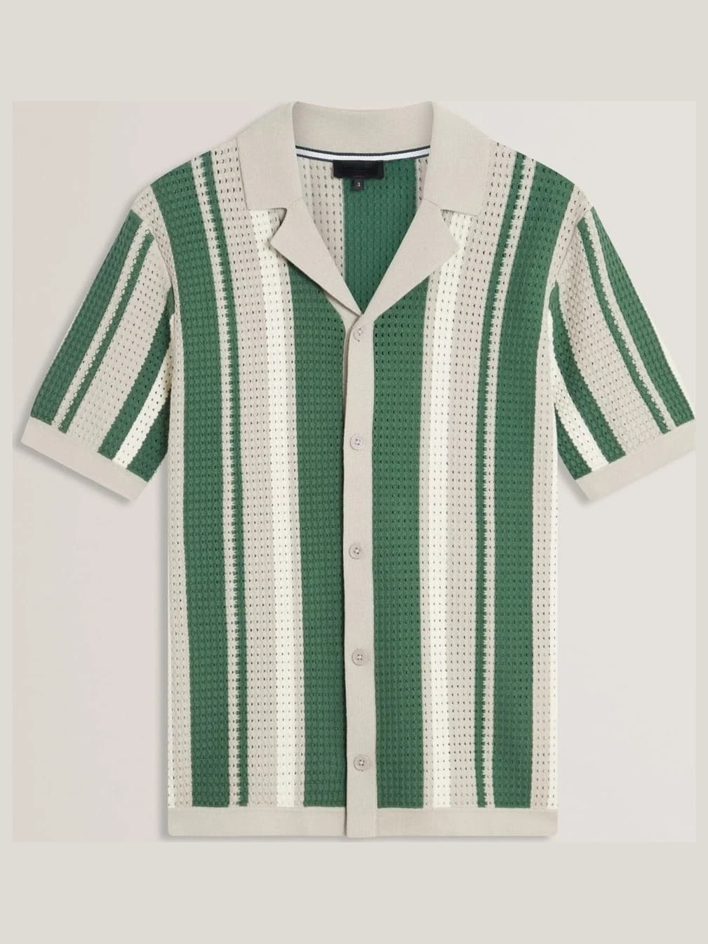 Men's Short Sleeve Viscose Knit Vertical Stripe Bowling Top — view 5