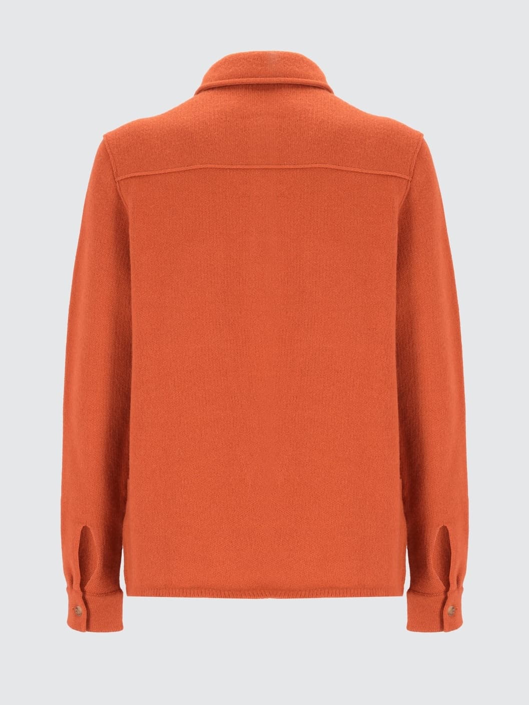Men's Vibrant Orange Knit Shacket Overshirt Cardigan Chest Pockets Button Wool Cotton — view 4