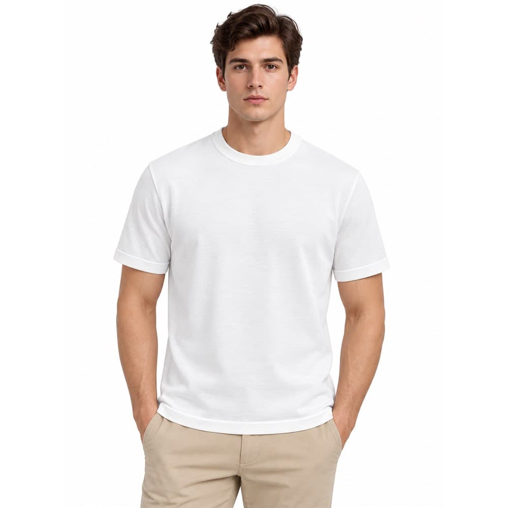 Men's White Short-Sleeve Crew Neck Knit Top