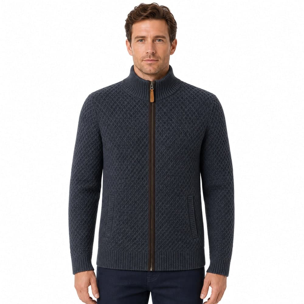 Men's Wool Cashmere Zip Pocket Polo Sweater