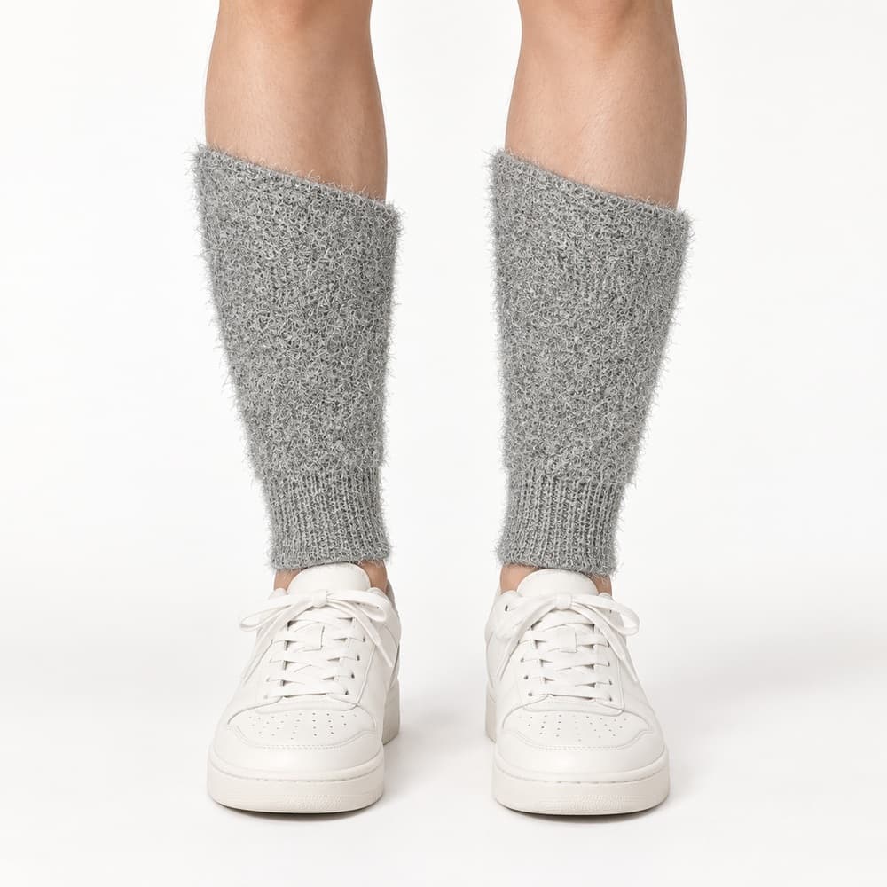 Unisex Grey Knit Leg Warmers