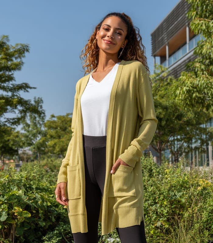 Women's Organic Cotton Open-Front Longline Cardigan — view 6