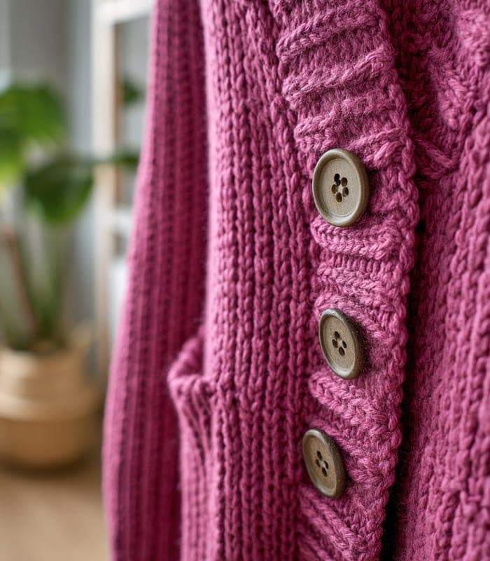 Women's Oversized Chunky Knit Cardigan with Statement Buttons — view 5