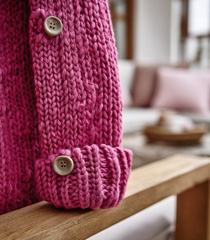 Women's Oversized Chunky Knit Cardigan with Statement Buttons — view 6
