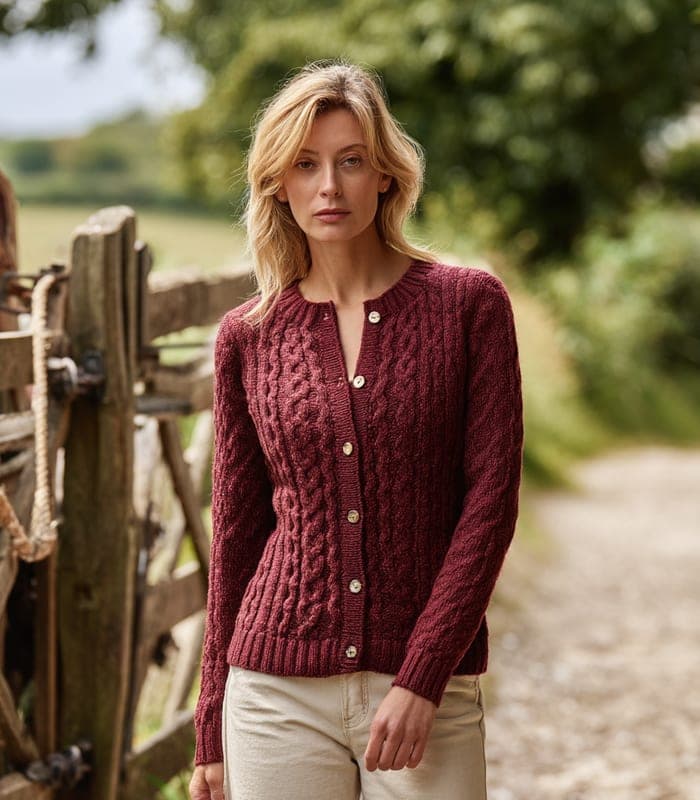 Women's Textured Cable-Knit Wool-Blend Cardigan