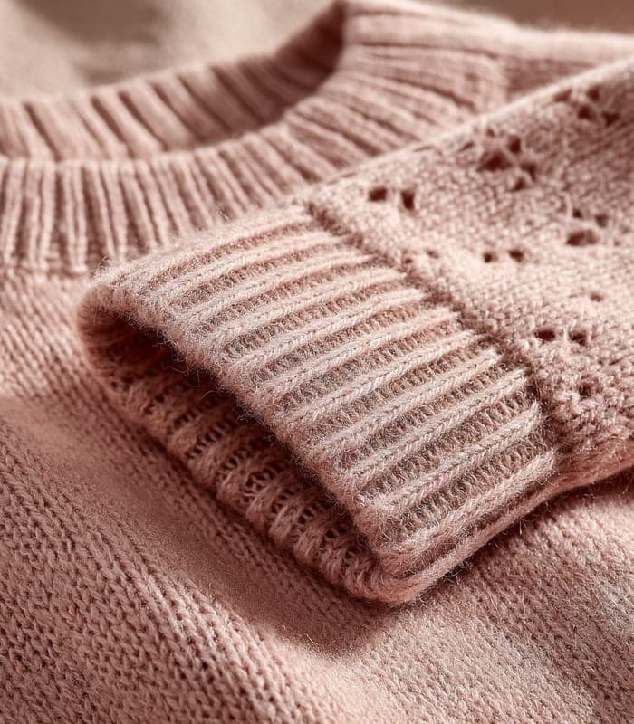 Women's Alpaca Blend Crew Neck Sweater with Lace Detailing — view 5