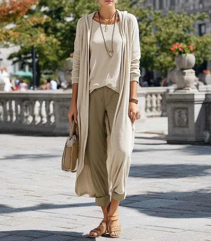 Women's Hooded Low Sleeve Long Wear & Go Beige