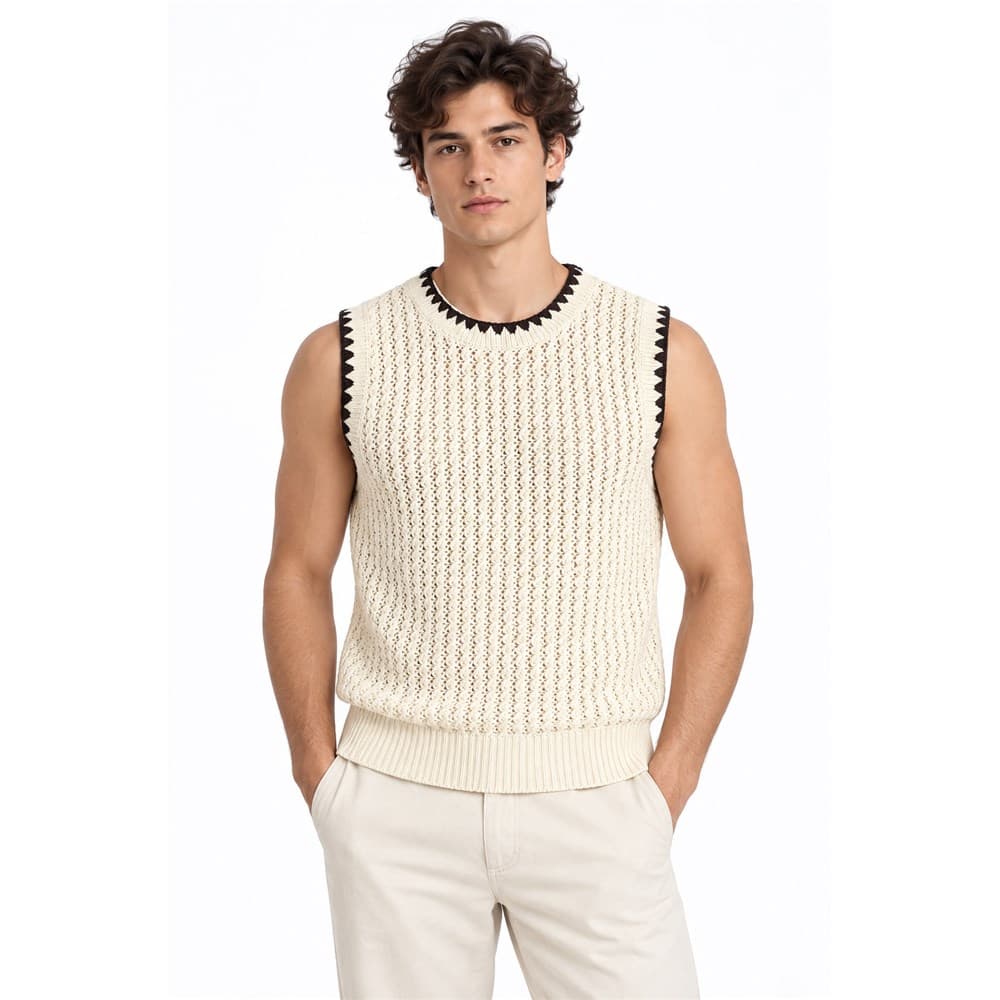 Women's Off White Sleeveless Knit Vest