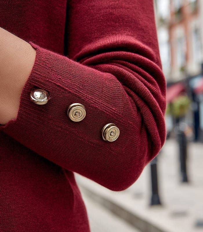 Women's Fitted Turtleneck with Decorative Buttons — view 5