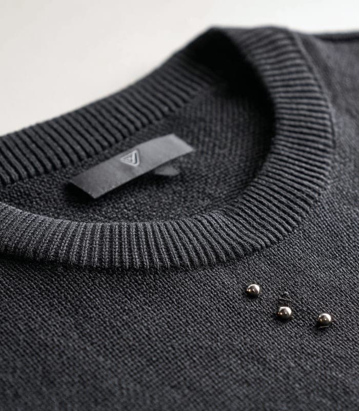 Women's Fitted V-Neck Sweater with Subtle Embellishments — view 6