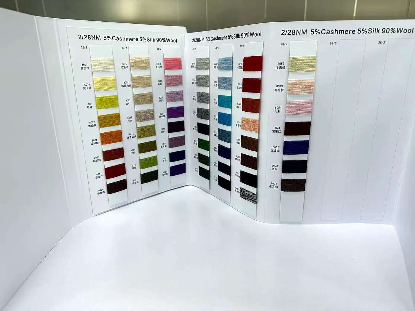 Colour fan used to confirm shades before yarn dyeing.