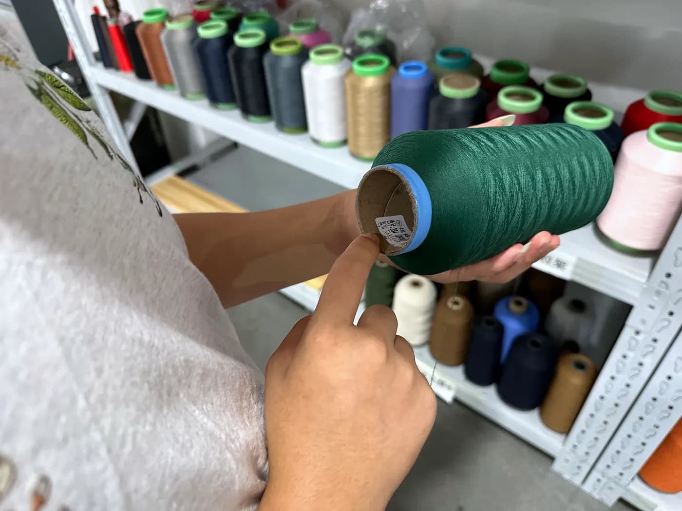 Incoming yarn checked against its label and shade