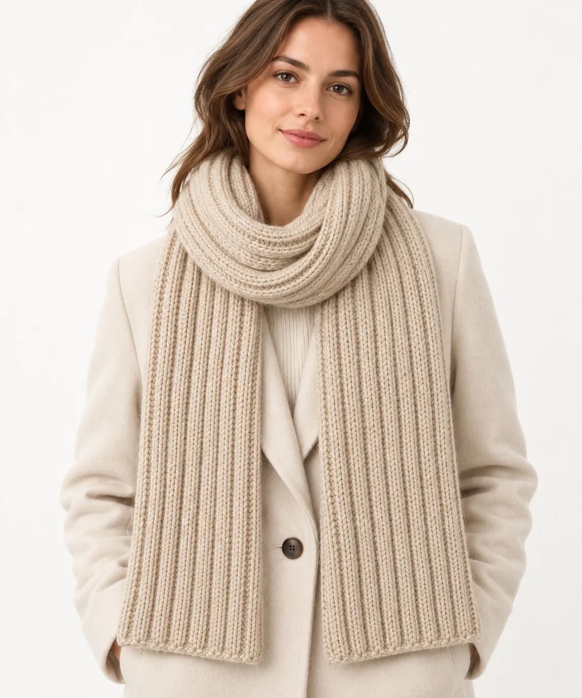 Chunky Wool-Blend Rib Scarf - model or use reference (AI development concept)