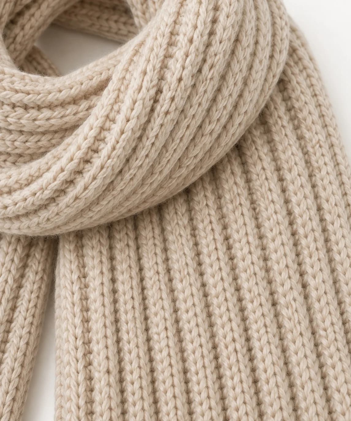 Chunky Wool-Blend Rib Scarf - texture reference (AI development concept)