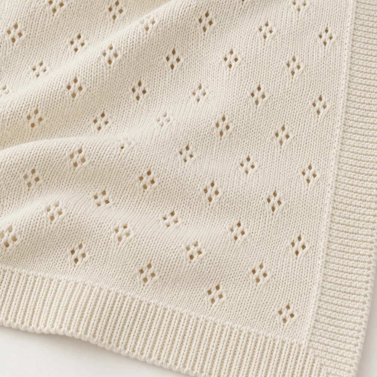 Pointelle Cotton Baby Blanket Development - texture reference (AI development concept)