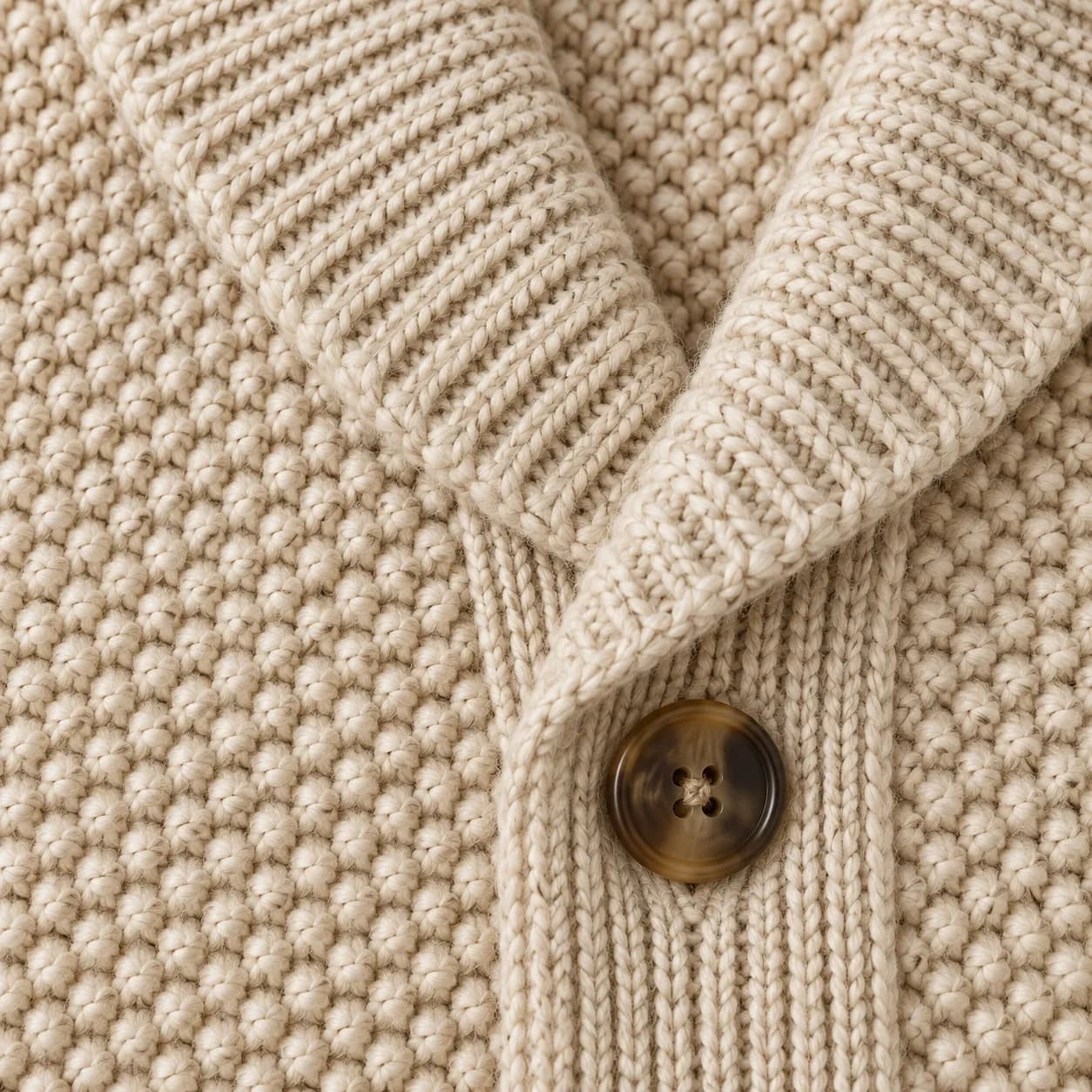 Men's Chunky Pearl-Stitch Shawl Cardigan - texture reference (AI development concept)