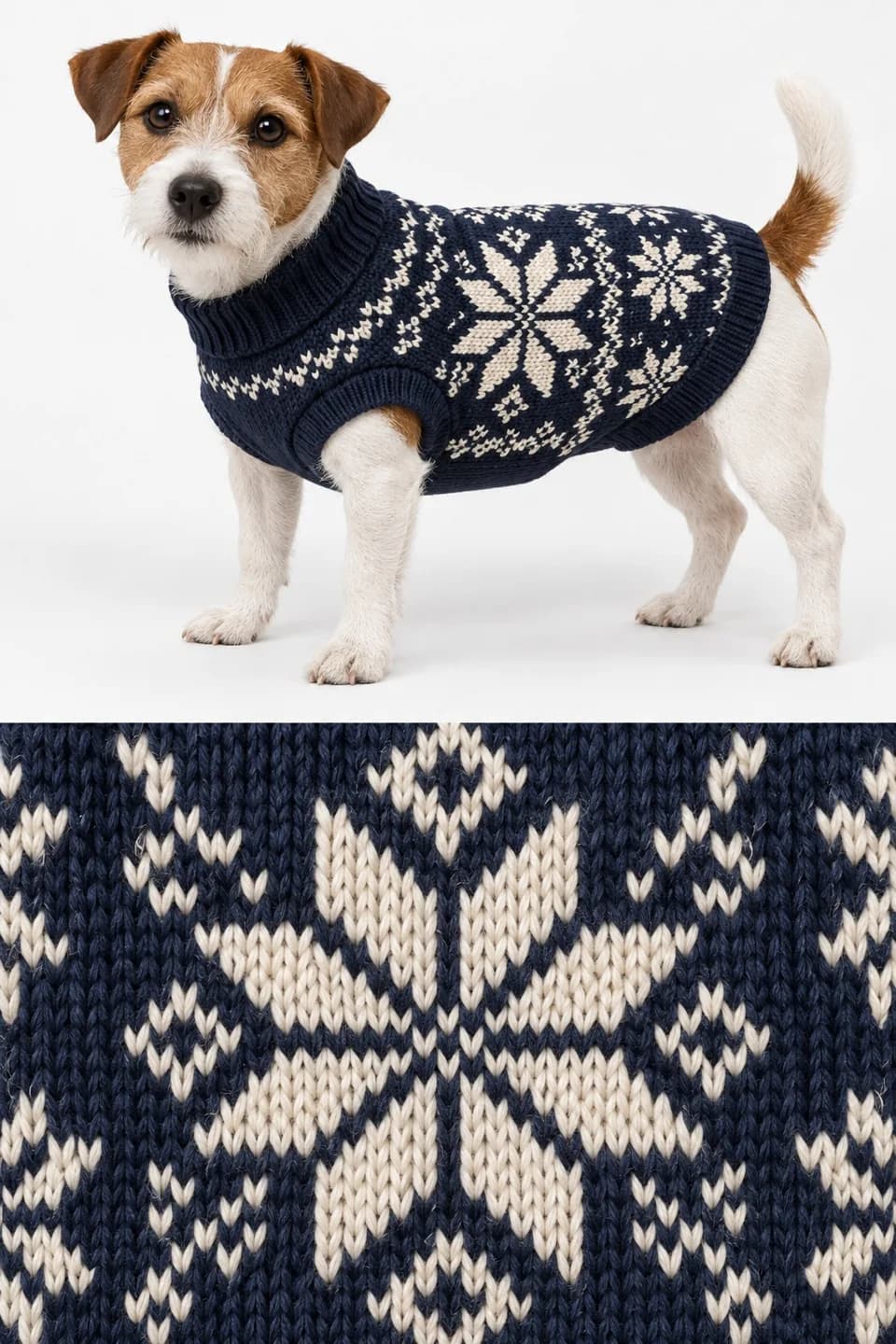 Owner-Matching Dog Nordic Snowflake Sweater - texture reference (AI development concept)