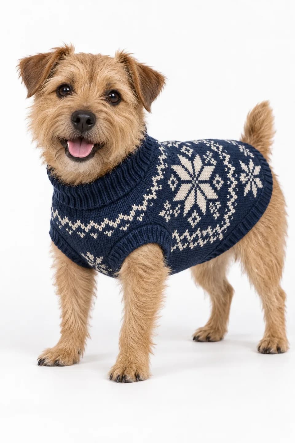 Owner-Matching Dog Nordic Snowflake Sweater - model or use reference (AI development concept)