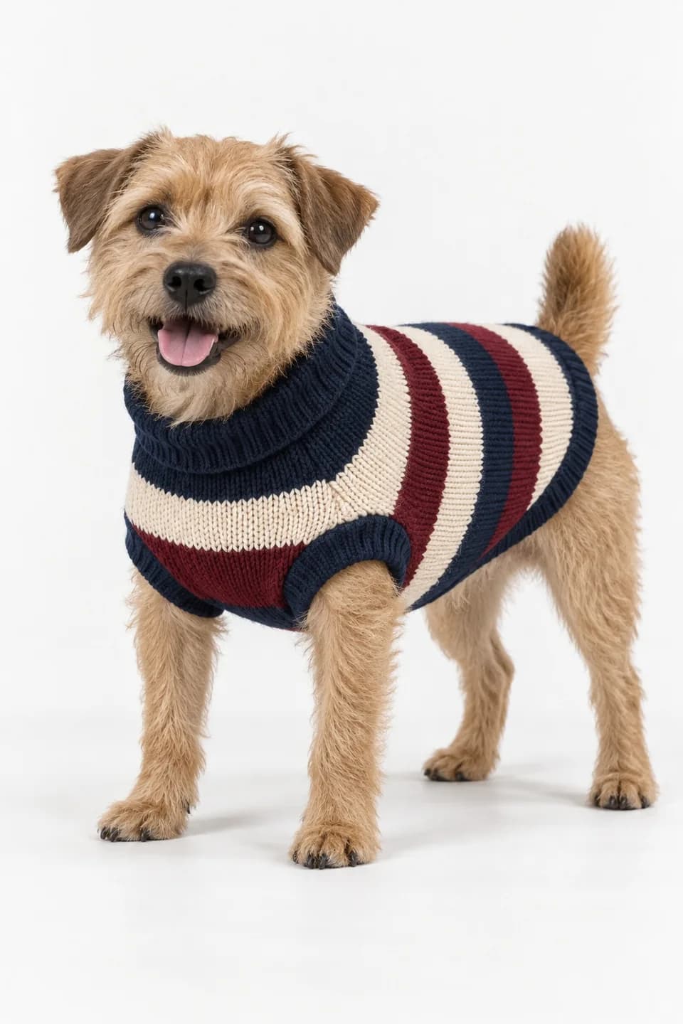 Rugby-Stripe Collared Dog Sweater - model or use reference (AI development concept)