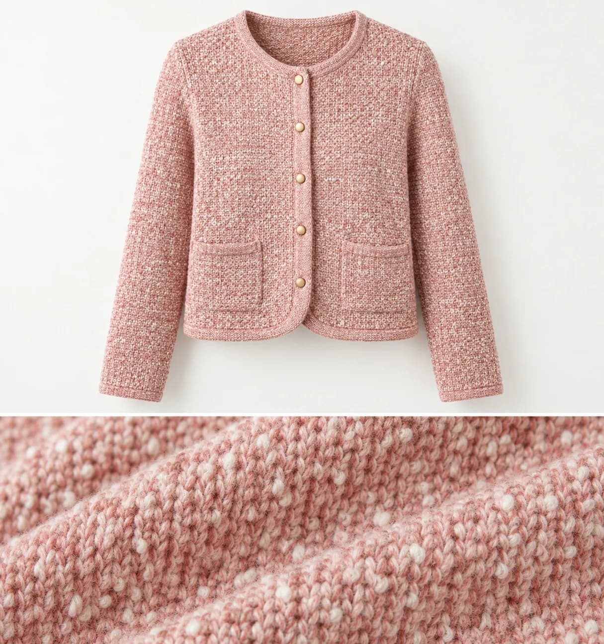 Women's Tonal Tweed-Effect Knit Cardigan - texture reference (AI development concept)
