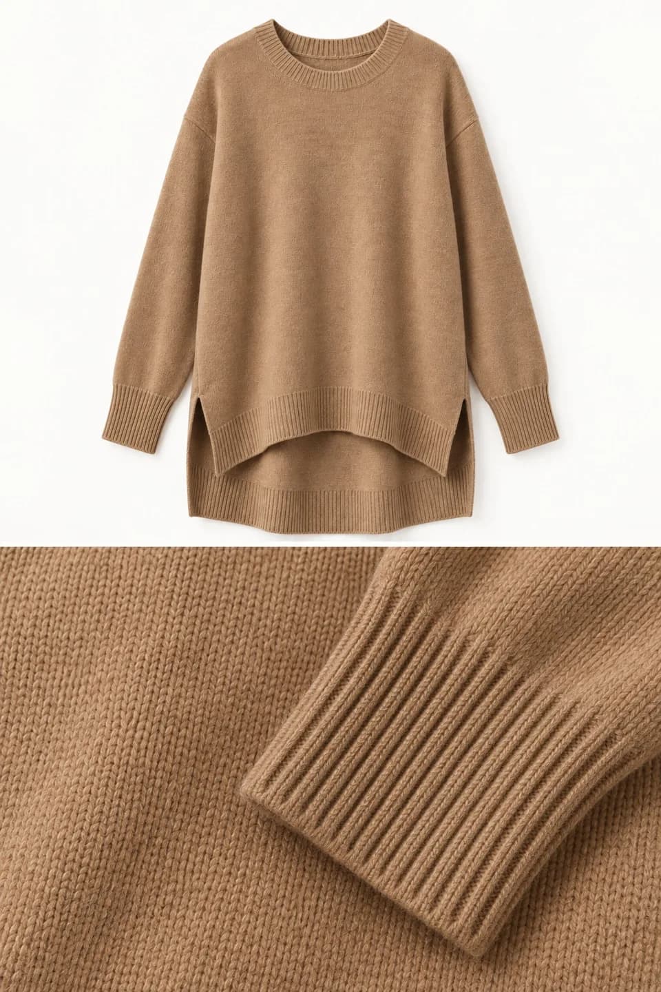 Women's High-Low Hem Longline Sweater - texture reference (AI development concept)