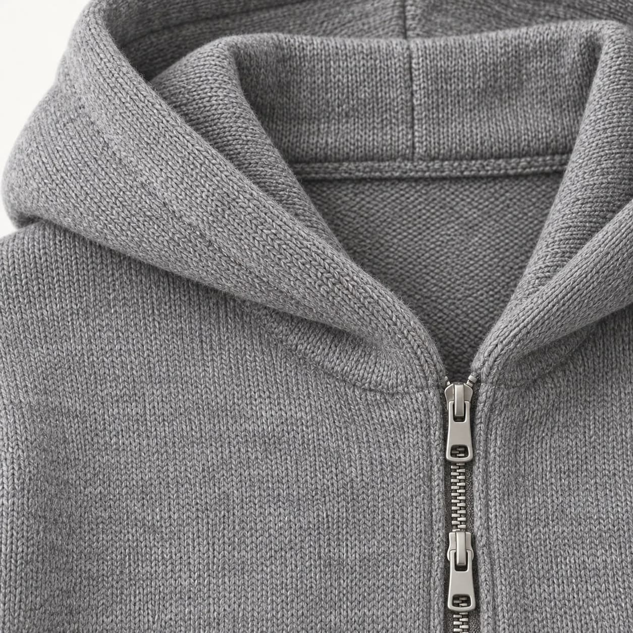 Men's Two-Way Zip Knit Hoodie Development - texture reference (AI development concept)