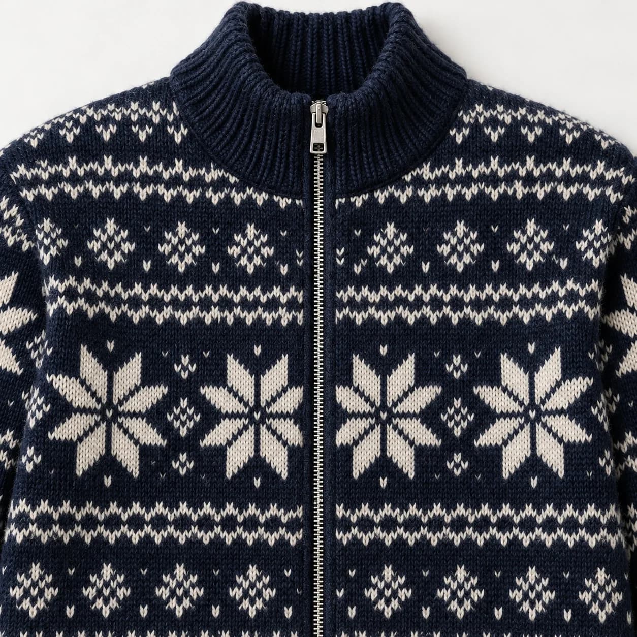 Men's Snowflake Jacquard Full-Zip Jacket - texture reference (AI development concept)