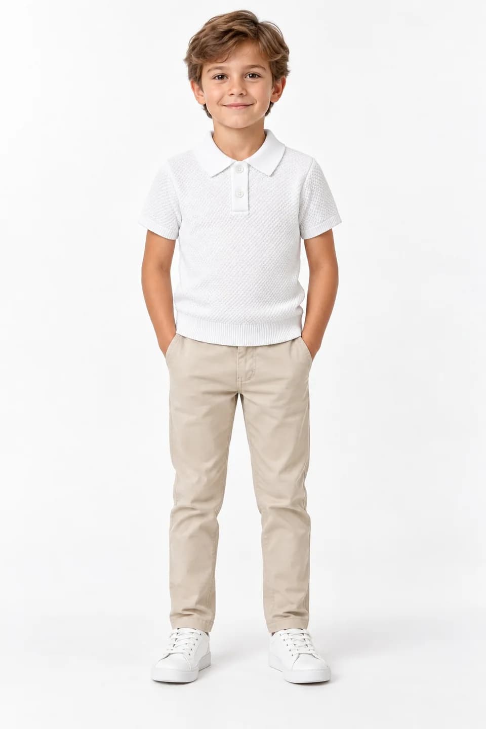 Kids Cotton Short-Sleeve Knit Polo - model or use reference (AI development concept)