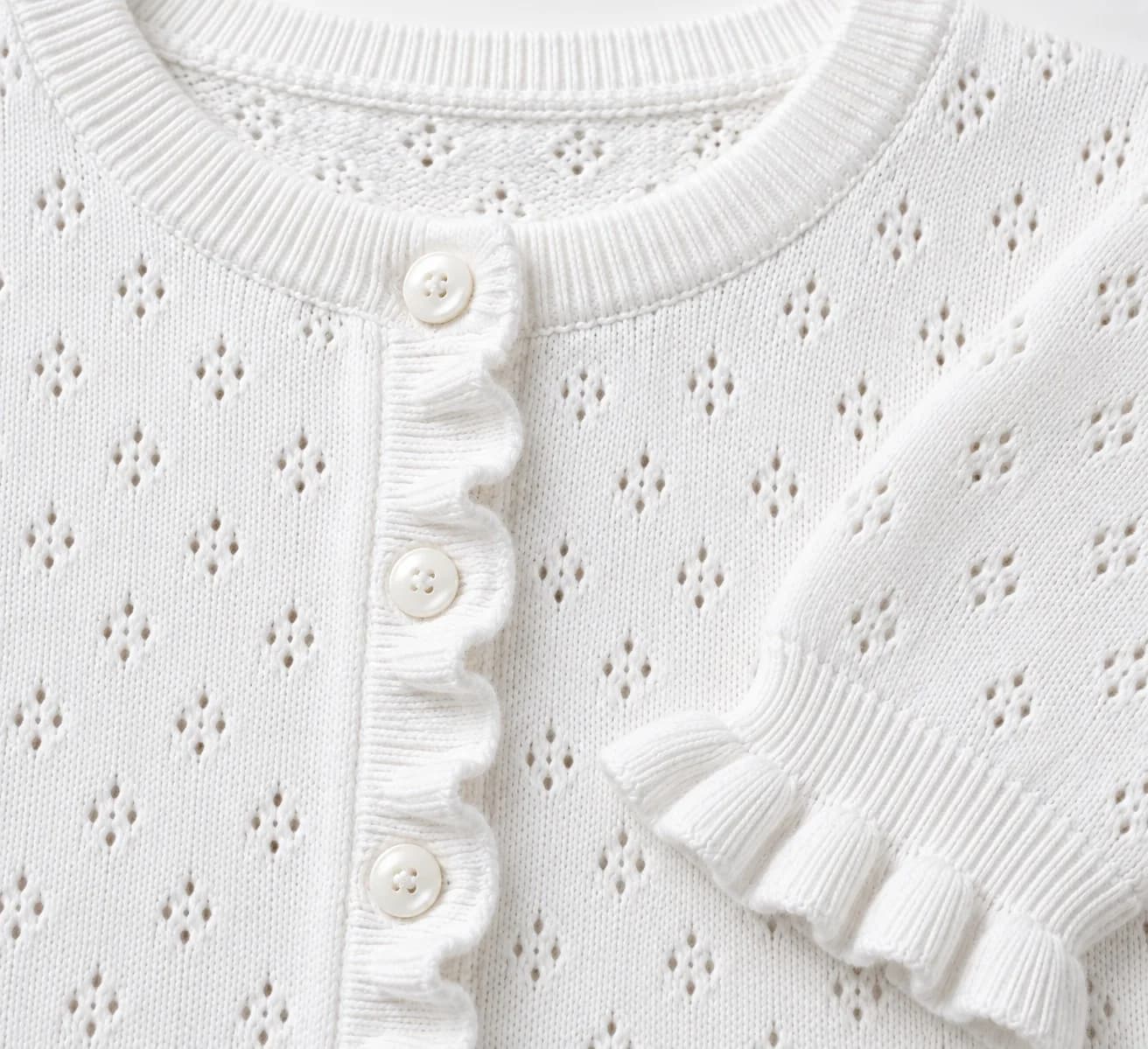 Girls Pointelle Cotton Cardigan - texture reference (AI development concept)