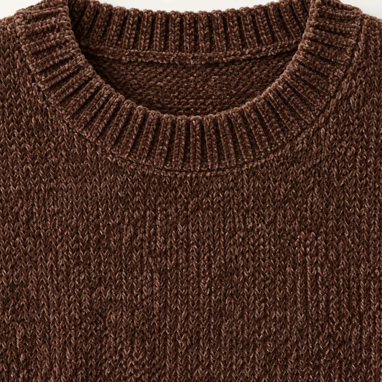 Mens Chenille Drop-Shoulder Crew Sweater - texture reference (AI development concept)