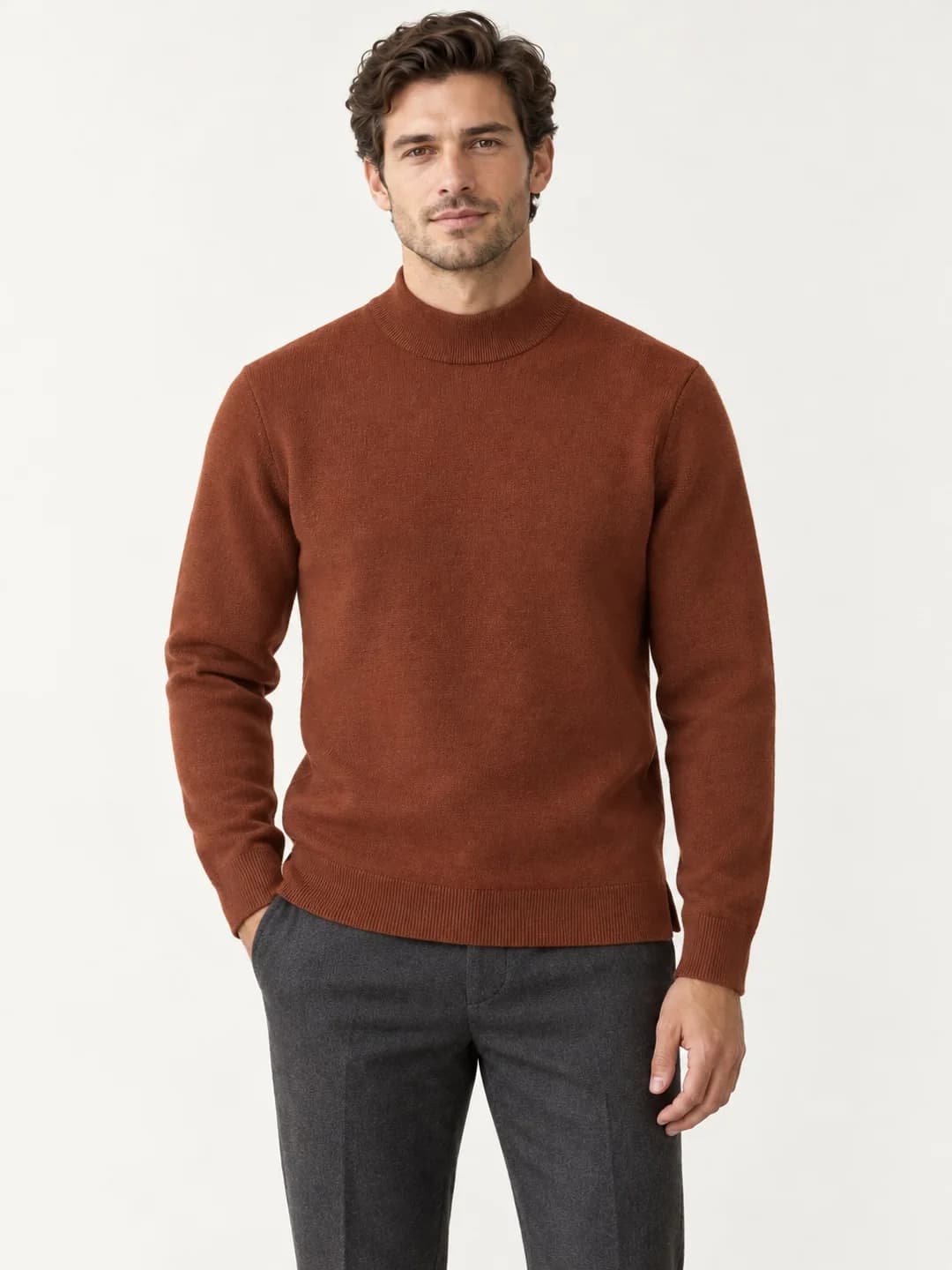 Mens Half-Milano Mock-Neck Sweater - model or use reference (AI development concept)