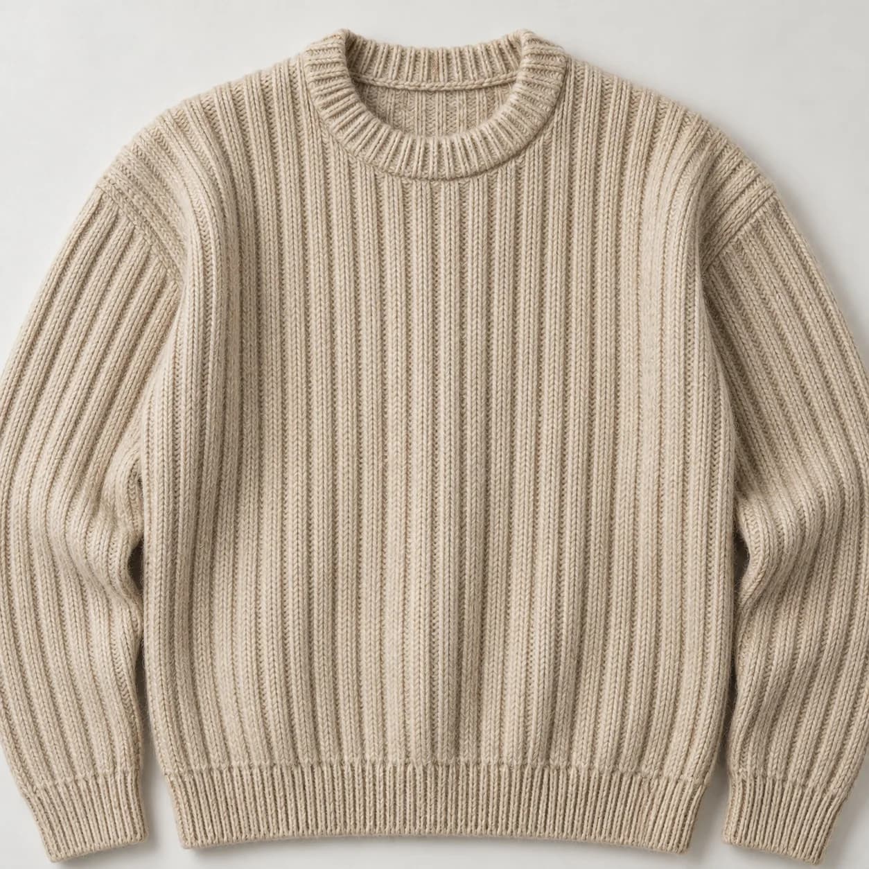 Mens Wool-Cashmere Wide-Rib Crew - texture reference (AI development concept)