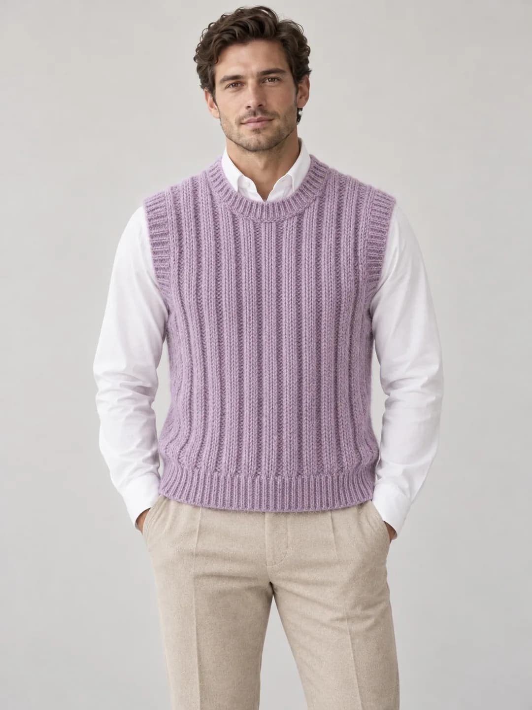 Mens Brushed Rib Crew-Neck Vest - model or use reference (AI development concept)