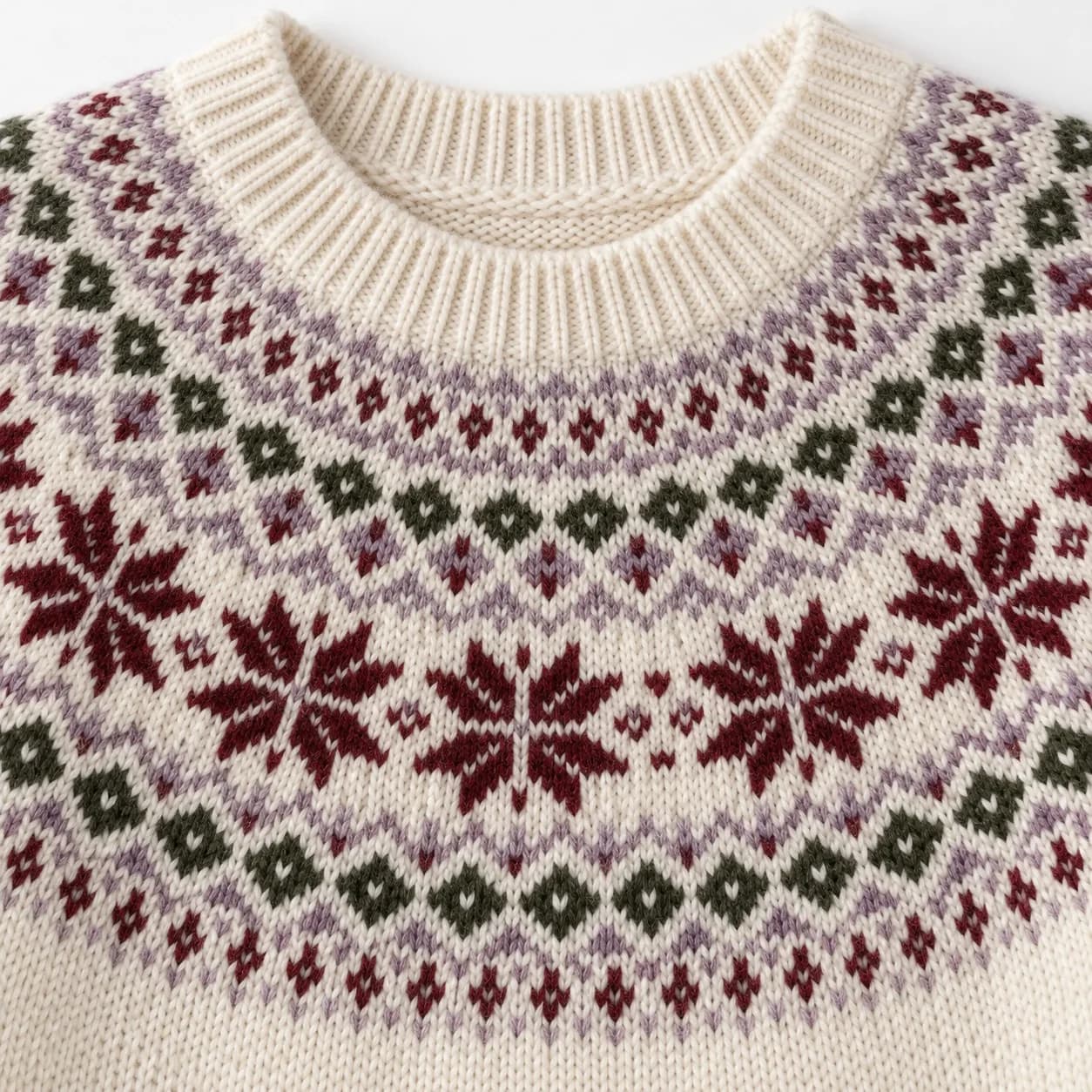 Women's Fair Isle Round-Yoke Sweater - texture reference (AI development concept)