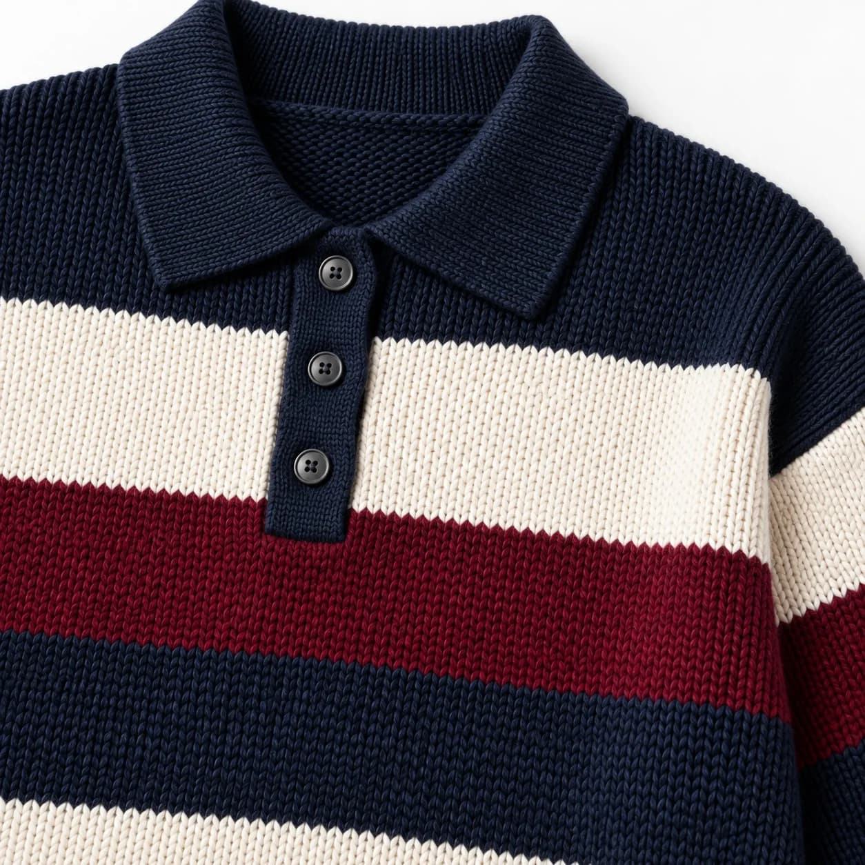 Women's Cotton Rugby-Stripe Polo Sweater - texture reference (AI development concept)