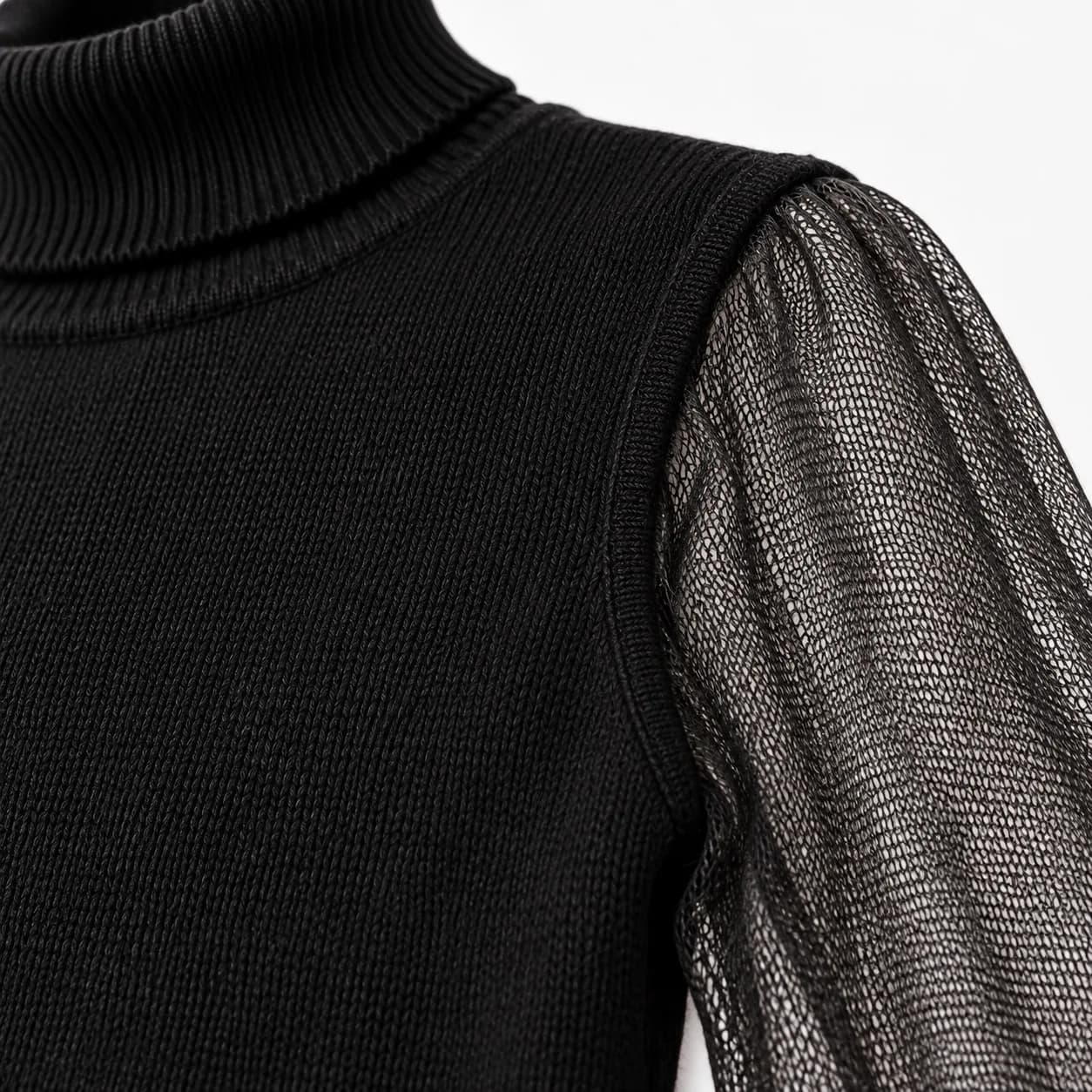 Womens Sheer-Sleeve Knit Turtleneck - texture reference (AI development concept)