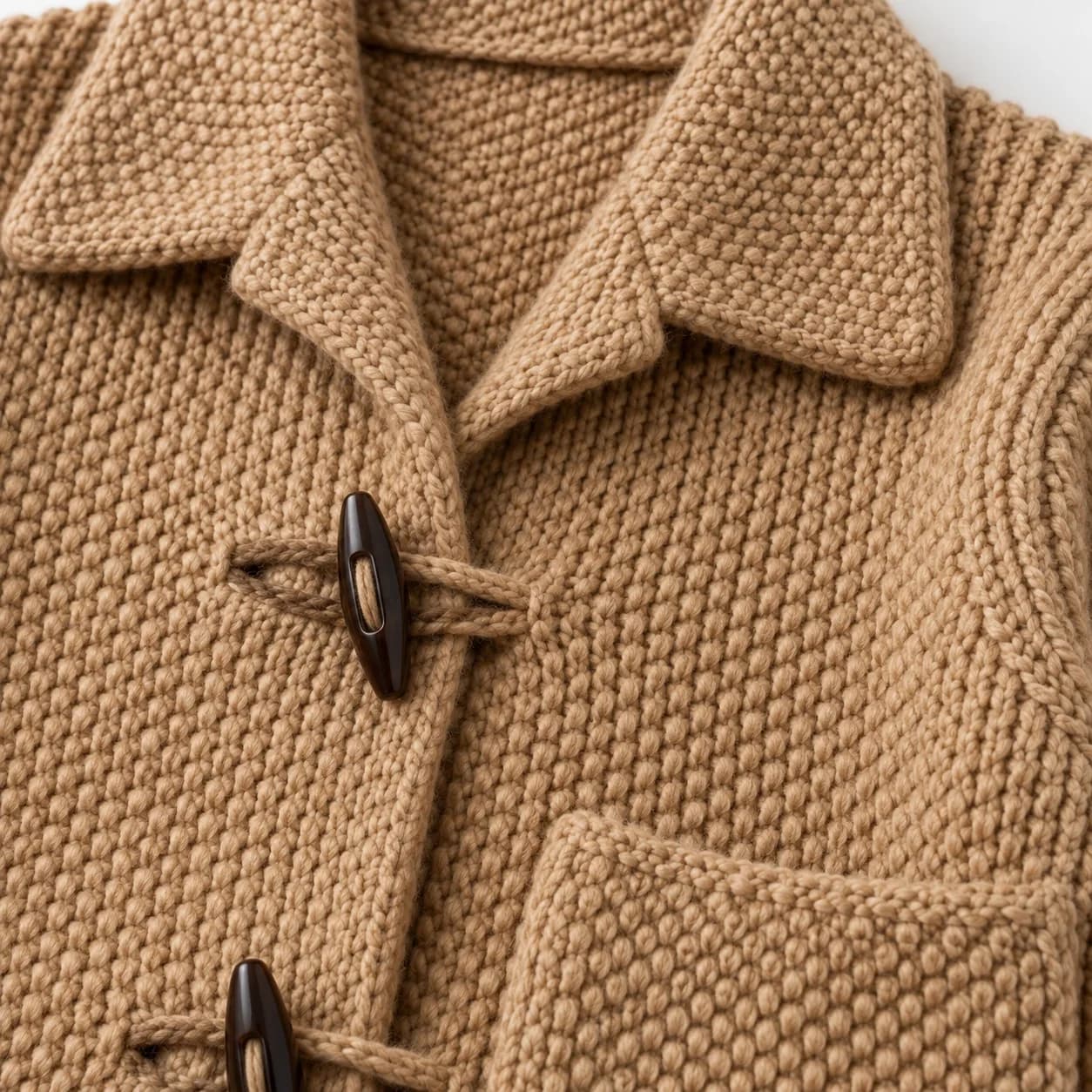 Women's Chunky Toggle-Fastening Knit Coatigan - texture reference (AI development concept)