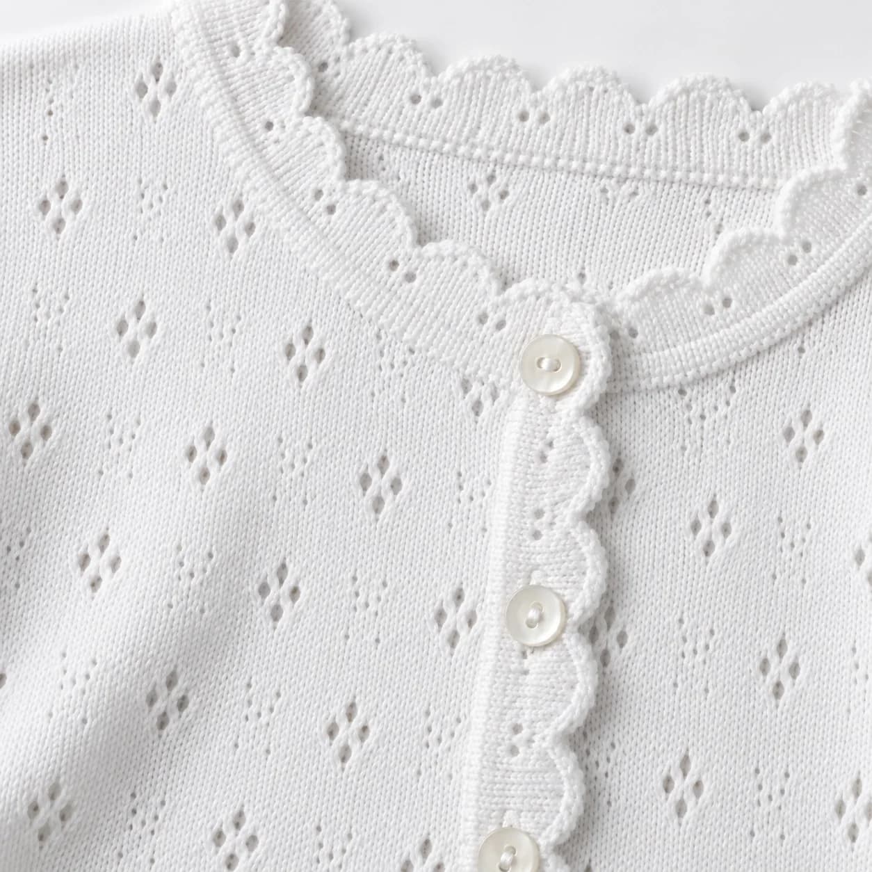 Women's Pointelle Lace-Edge Cotton Cardigan - texture reference (AI development concept)