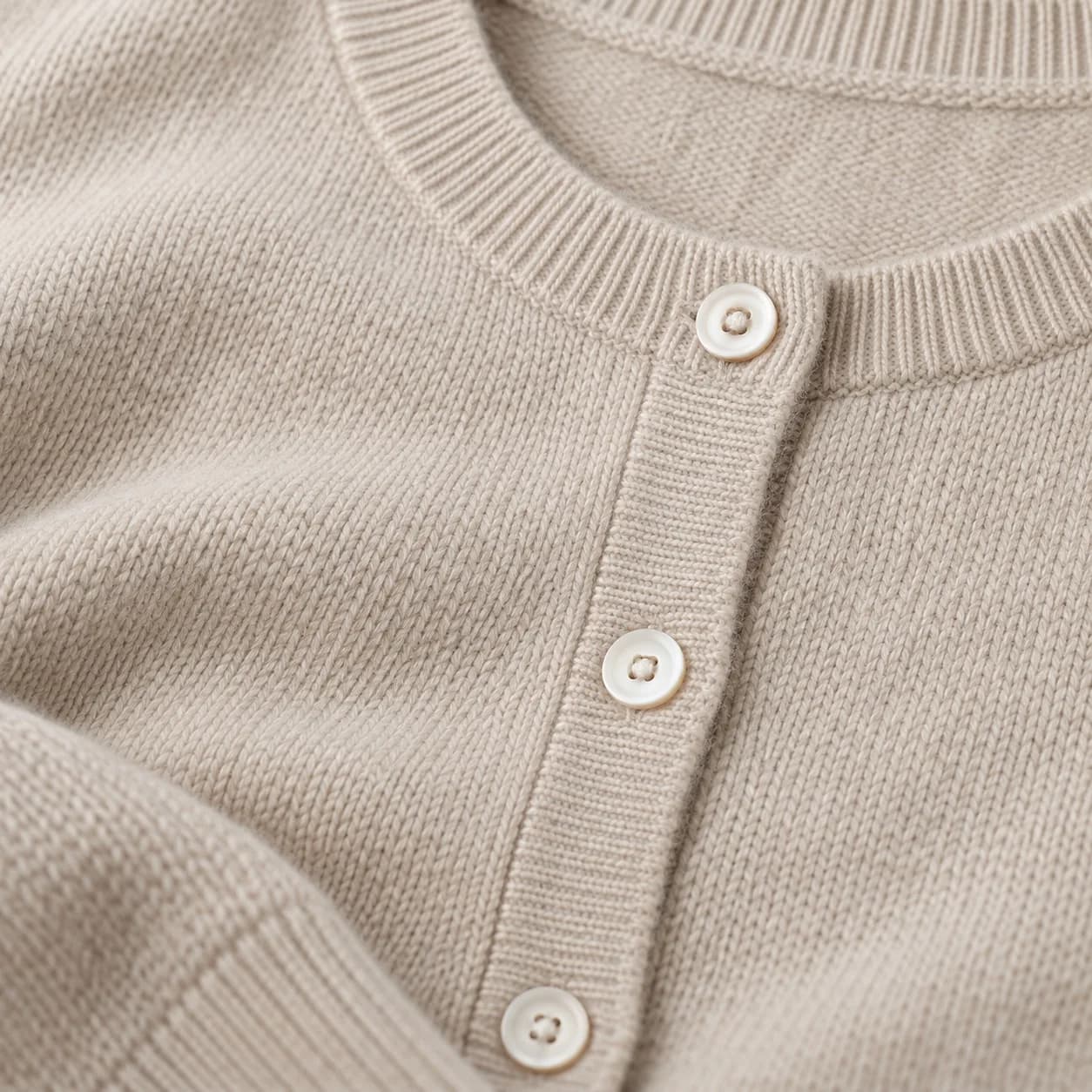 Women's Cotton-Cashmere Crew-Neck Cardigan - texture reference (AI development concept)