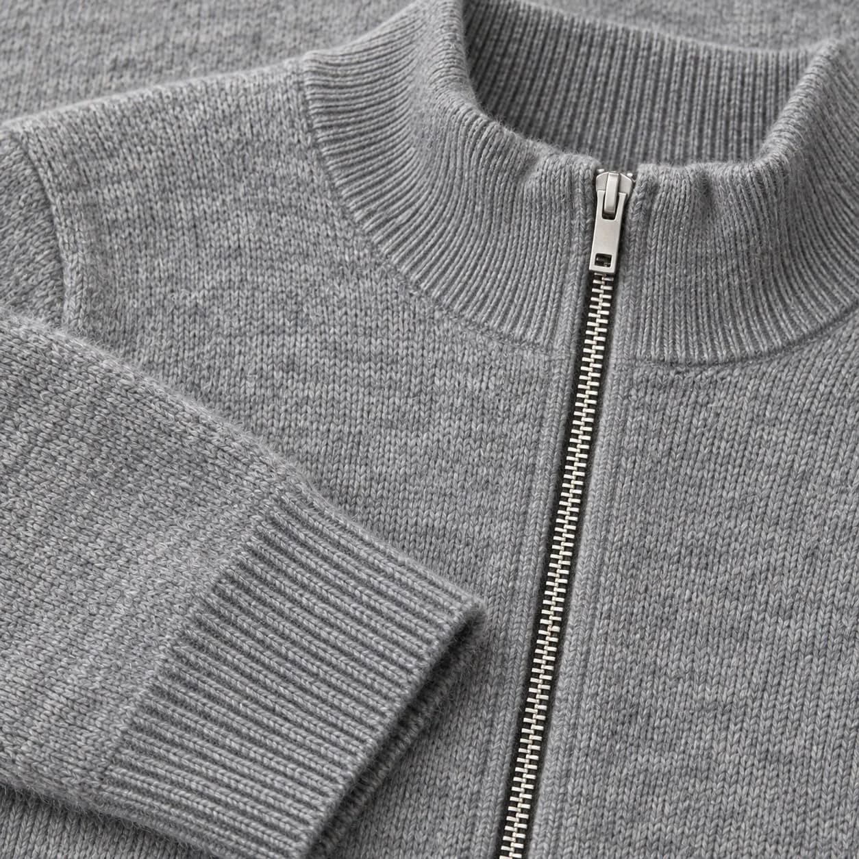 Women's Cropped Stand-Collar Zip Knit Cardigan - texture reference (AI development concept)