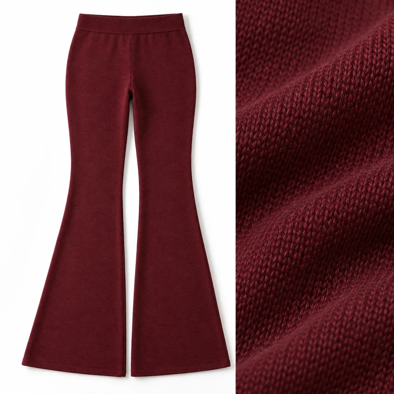 Women's High-Waist Knit Flare Trousers - texture reference (AI development concept)