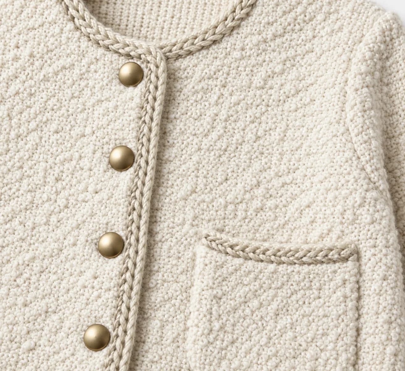 Women's Cropped Boucle Knit Jacket - texture reference (AI development concept)